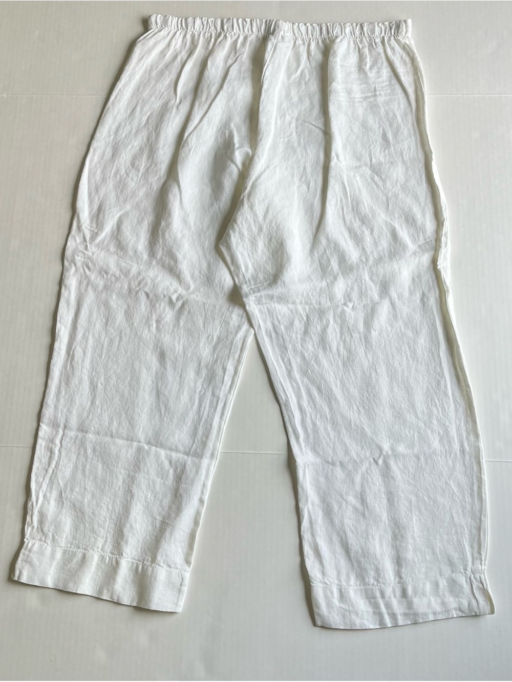 Bryn Walker Women’s White Linen Pull On Elastic Waist Casual Lagenlook Pants XL - Picture 3 of 12